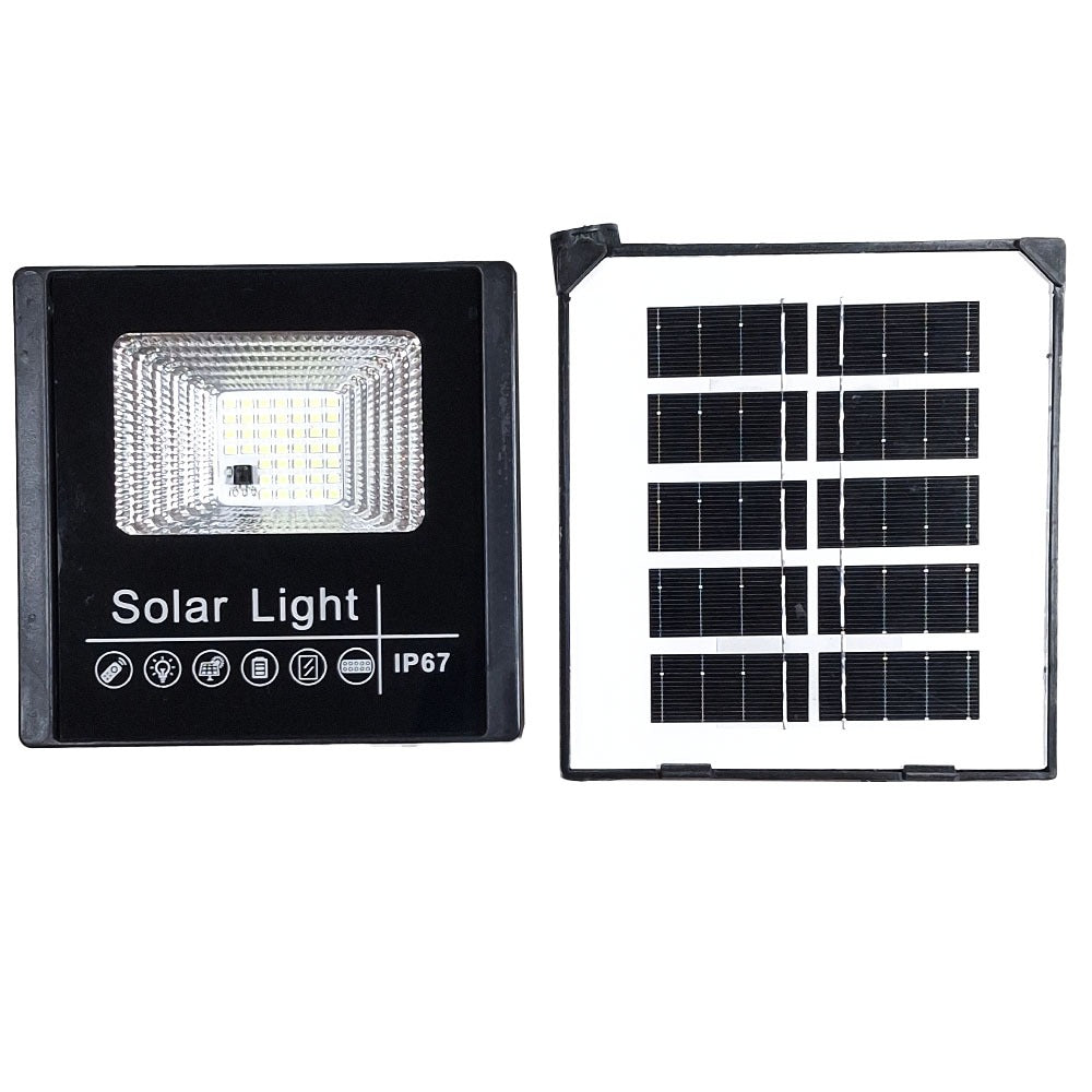 (FARILED_XZ) Mini Faro LED 10W con Pannello Solare da Esterno 1200 Lumen, Impermeabile IP67 - Lampada Solare con Telecomando per Giardino e Terrazzo - Kit Proiettori con Staffe e Viti per Montaggio a Parete