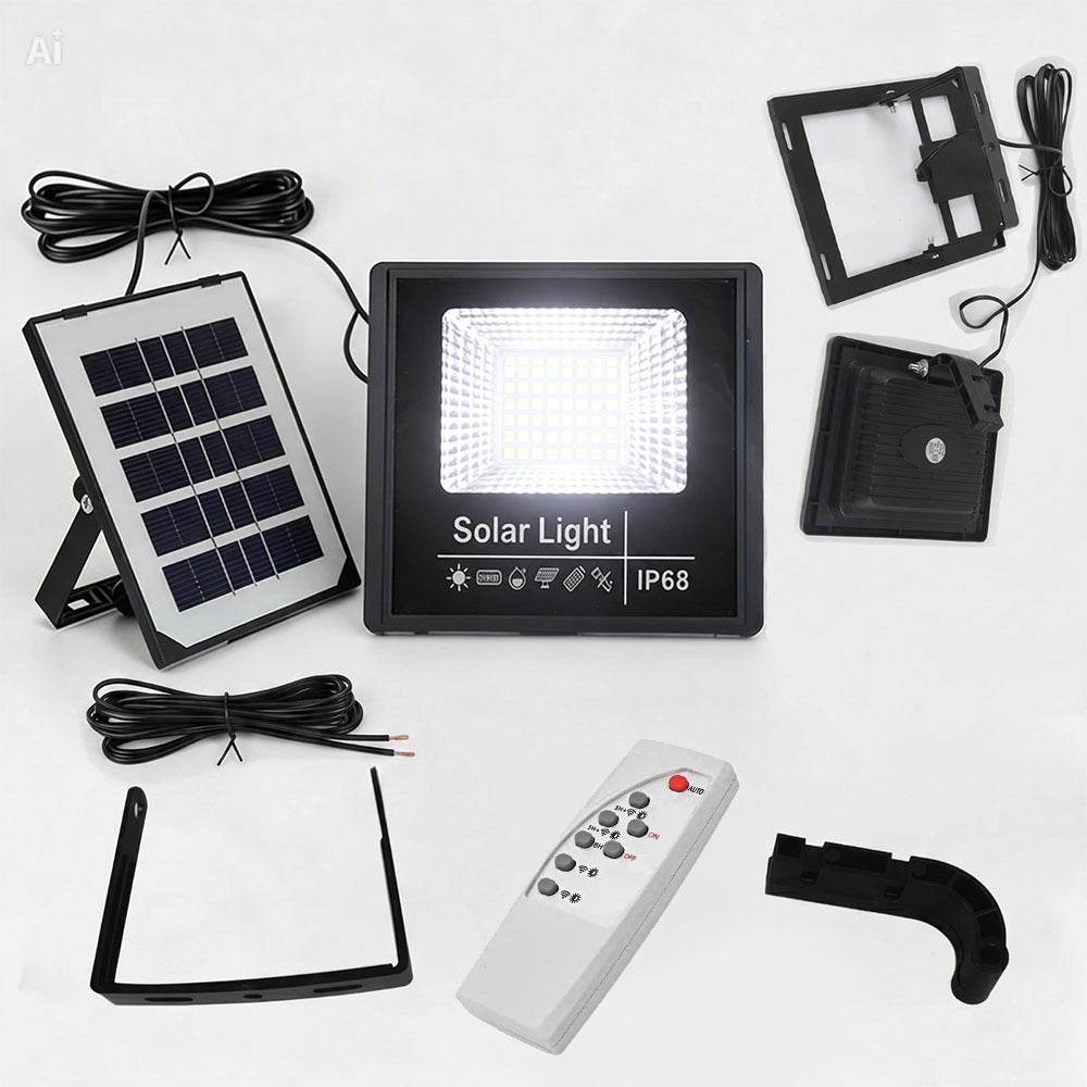 (FARILED_XZ) Mini Faro LED 10W con Pannello Solare da Esterno 1200 Lumen, Impermeabile IP67 - Lampada Solare con Telecomando per Giardino e Terrazzo - Kit Proiettori con Staffe e Viti per Montaggio a Parete