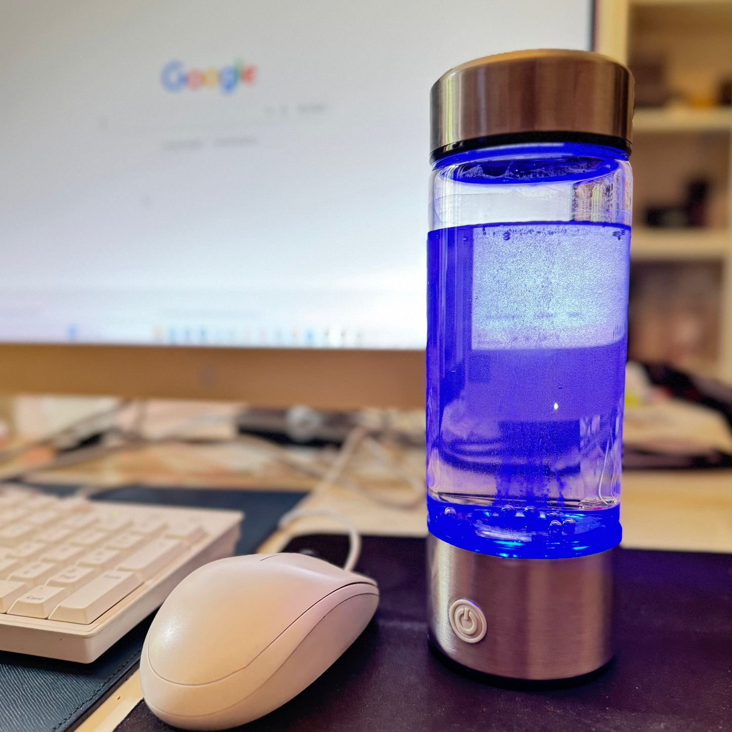 Borraccia Elettrolisi Acqua Idrogenata – Generatore H2 con Tecnologia SPE/PEM Brevettata, Alta Concentrazione 1000-1500 ppb in 3 Minuti, Batteria 1500mAh, Acqua Alcalina pH Negativo – Antiossidante per Sonno e Benessere