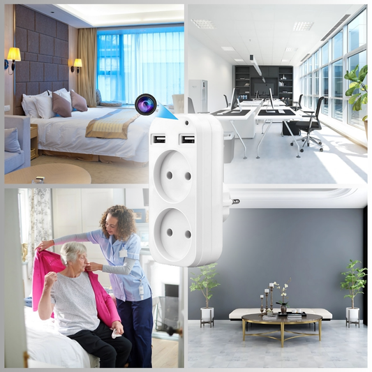 Multipresa con Telecamera WiFi 4K/1080P - Ciabatta Telecamera con Rilevazione Movimento, Controllo App LookCam, 24/7 - Sorveglianza Discreta per Ufficio e Casa