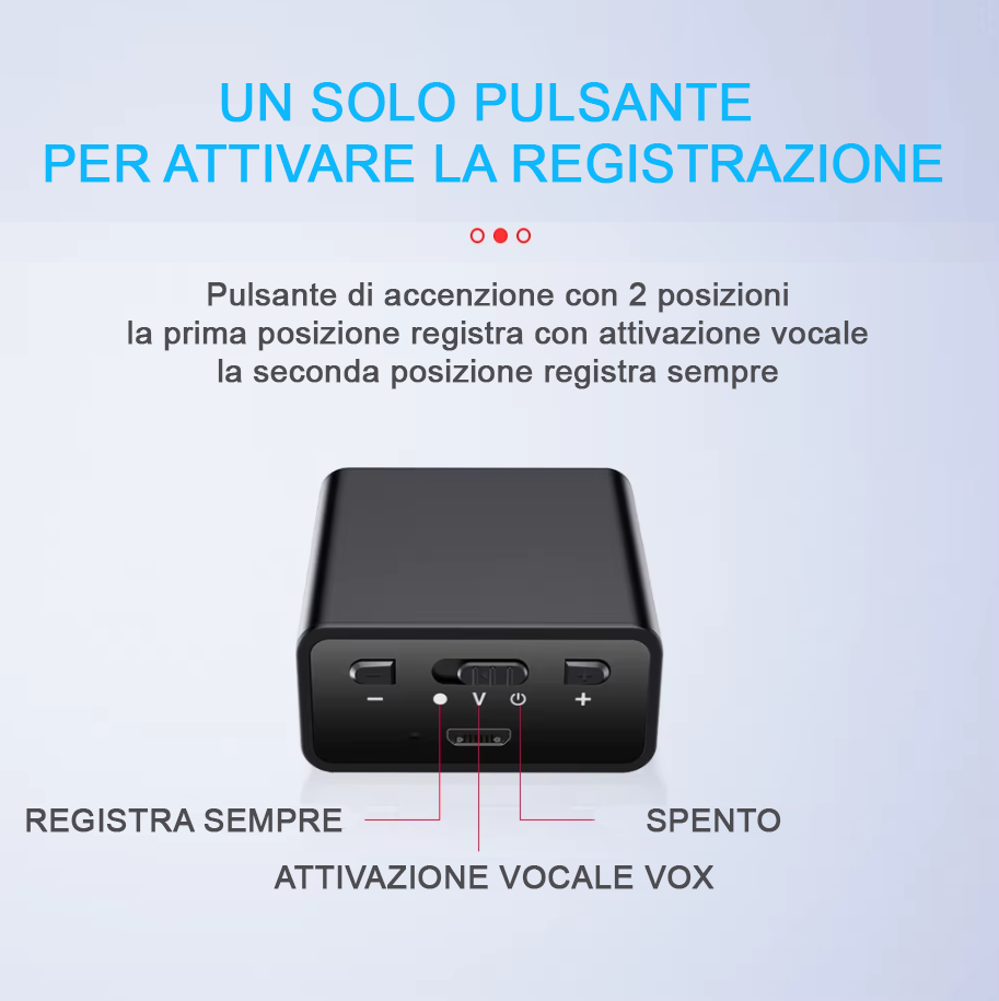 King Spy Voice F65 – Registratore Vocale Spy 7 Giorni di Batteria Digitale Professionale con Attivazione Vocale VOX e cancellazione del Rumore piccolo dotato di microfono molto sensibile