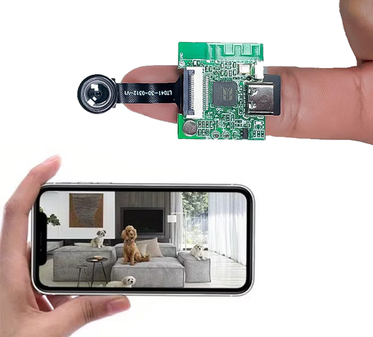 (Cam One)Telecamera wifi mini modulo 5 volt 26x23mm gestione tramite APP registrazione video 480p su micro SD