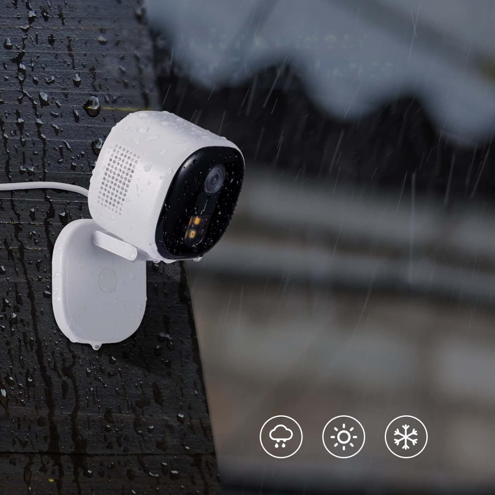 Telecamera Esterna 4MP con Visione Notturna a Colori – Rilevamento IA, Impermeabile IP65, Streaming Live 24/7 – Supporta MicroSD 128GB (Non Inclusa) – Compatibile con Google e Alexa