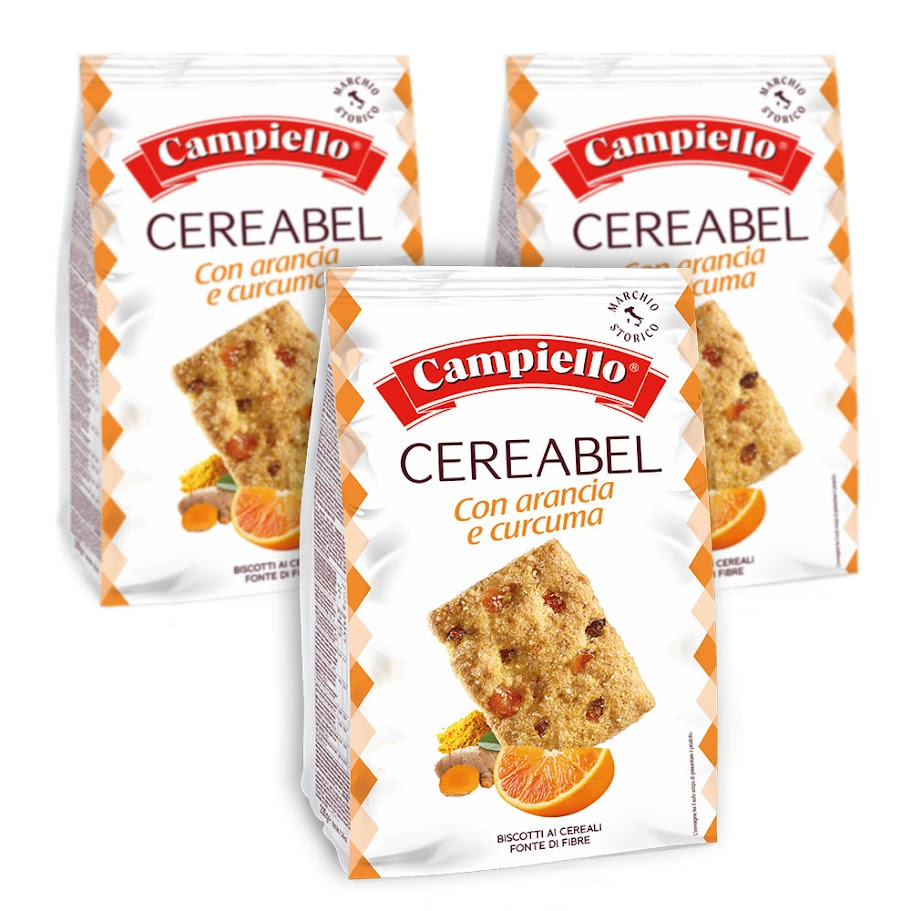 Biscotti ai Cereali con Arancia e Curcuma – Mix di Farine Pregiate (Frumento, Farro, Mais) con Curcuma e Veri Pezzi d'Arancia – Il Perfetto Equilibrio tra Gusto e Benessere per Colazione e Merenda