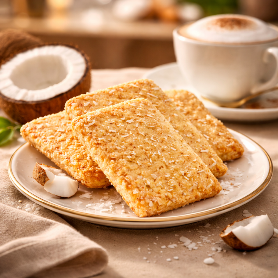 Biscotti ai Cereali al Cocco – Autentico Gusto di Cocco 11% con Farina Integrale di Farro e Fiocchi d'Avena – Per Colazione e Merenda – Croccantezza e Benessere in Ogni Morso