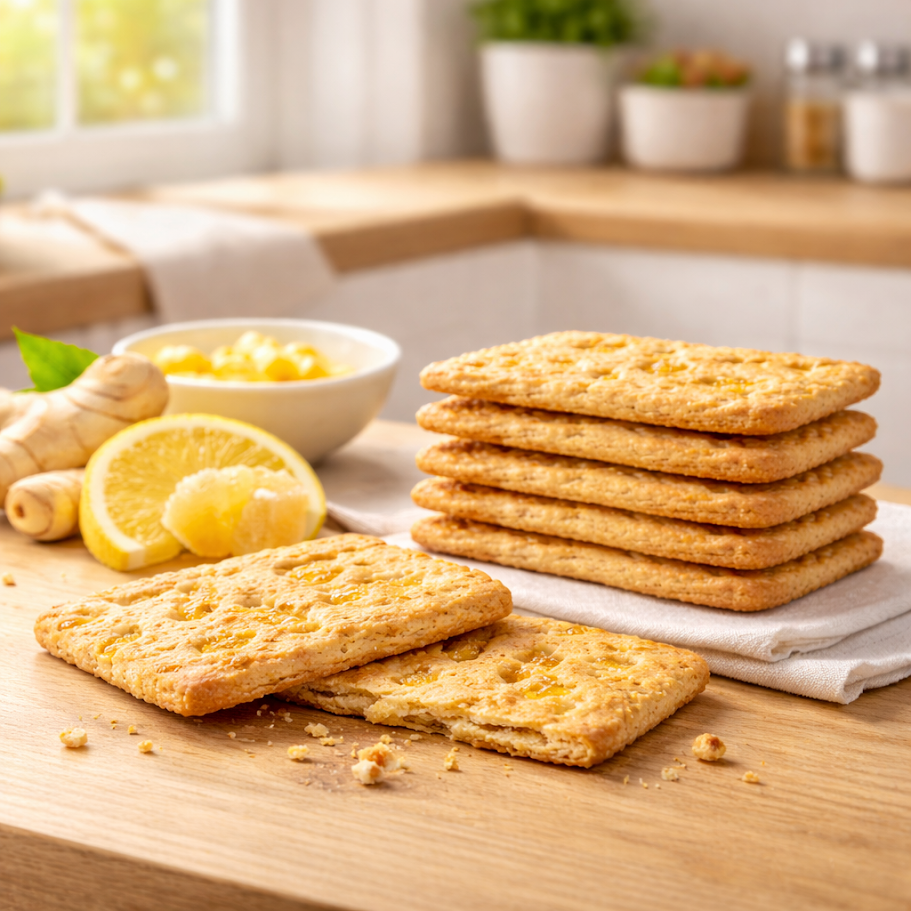 Biscotti ai Cereali con Limone e Zenzero – Croccanti e Speziati con Zenzero Candito 8,5%, Scorze di Limone Candite e Farine Pregiate – Ideali per Colazione, Merenda e Break Energizzante
