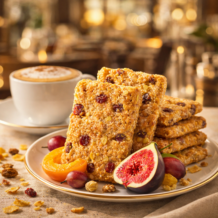 Biscotti ai Cereali con Frutta – Uva, Fichi e Albicocche – Ricchi di Fibre e Proteine, Croccanti e Friabili – Perfetti per Colazione e Pausa Golosa
