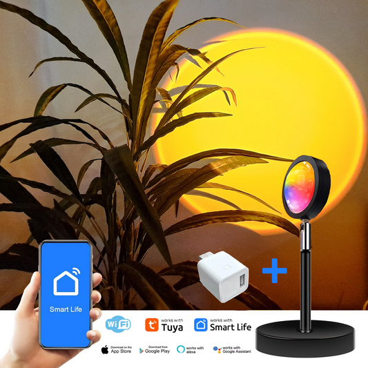 GiDaCom lampada a LED proiezione alba e tramonto, con interfaccia wifi, gestione tramite alexa google, proiettore per camera da letto, soggiorno, studio, relax
