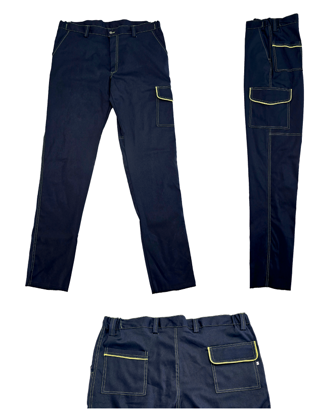 Pantaloni Lavoro Multitasca Uomo Elasticizzati Ripstop - 97% Cotone 3% Elastan - Tasche Portametro e Utensili - Cerniera PVC - Tessuto Prelavato