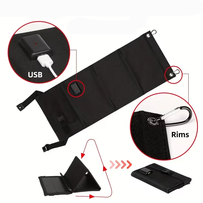 Pannello solare pieghevole USB 5V caricabatterie telefono campeggio trekking USB