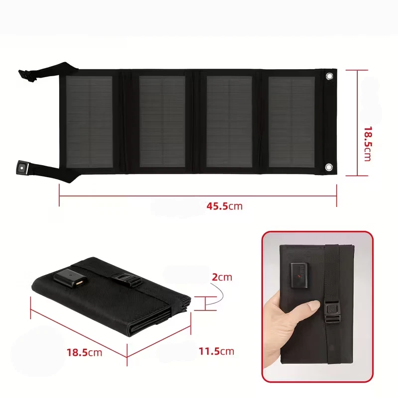 Pannello solare pieghevole USB 5V caricabatterie telefono campeggio trekking USB