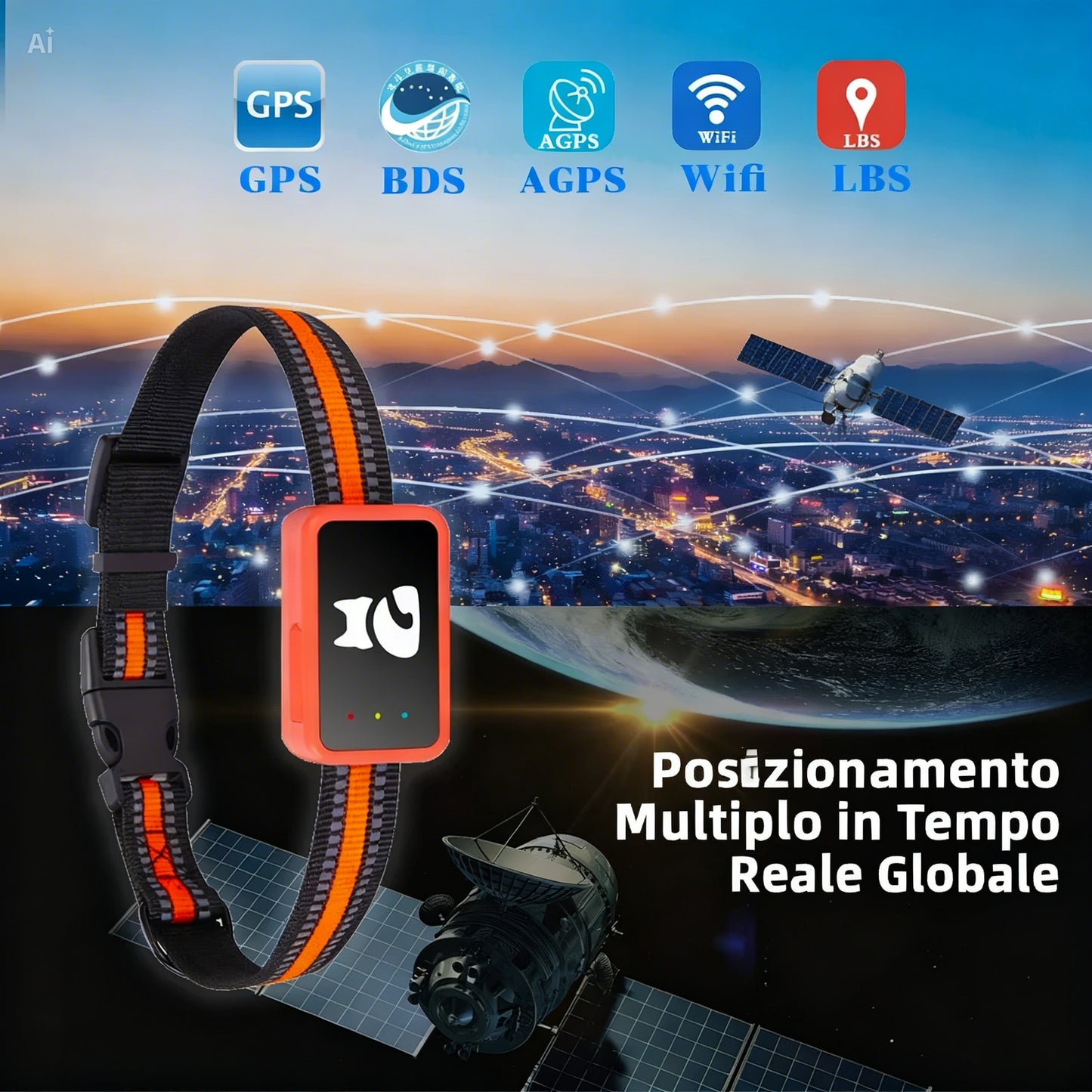 (G68p) Localizzatore GPS per Cani e Gatti Impermeabile con App Gratuita – Tracciamento in Tempo Reale, Allarme Perimetrale, Cronologia Spostamenti Funziona con Scheda Nano SIM 4G